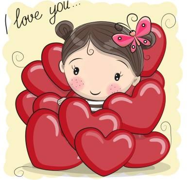 cute-cartoon-girl-in-hearts-vector-16759559